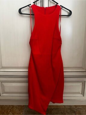 Bec & Bridge Vibrant Orange Mini Dress with Asymmetrical Hem